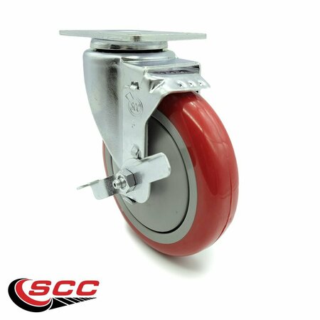 Service Caster Choice 176ICCASTER5 Replacement Caster with Brake CHO-SCC-20S514-PPUB-RED-TLB